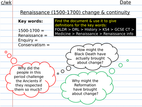 Renaissance medicine introduction/overview lesson