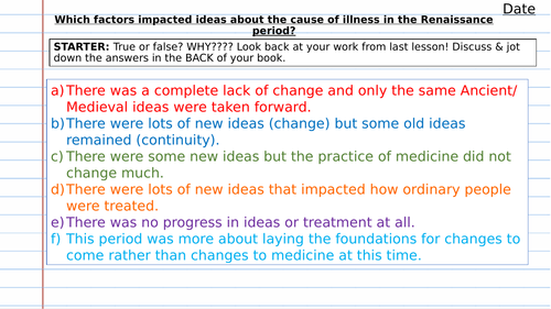 Renaissance: Sydenham, Printing Press & Royal Society - factors affecting ideas about disease