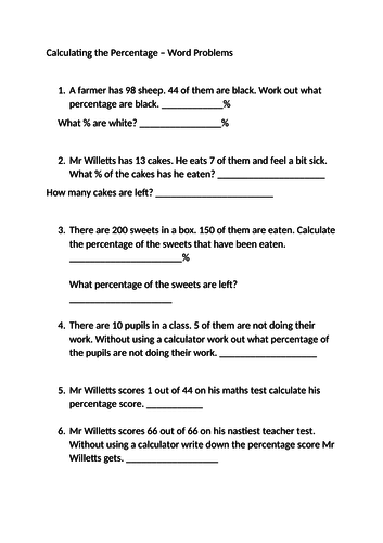 Calculating percentage | Teaching Resources