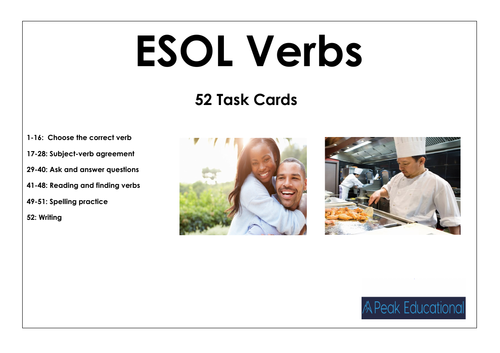 ESOL Verbs: 52 Task Cards