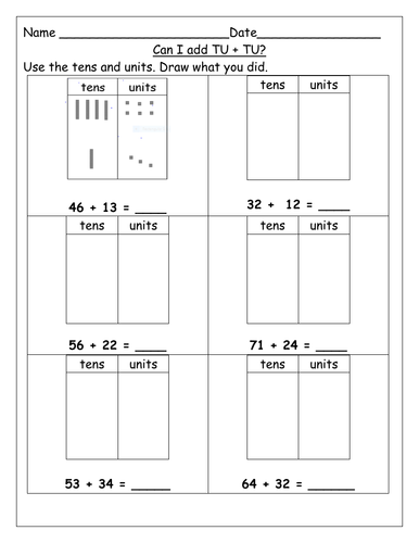 Add two 2 digit numbers not crossing 10 | Teaching Resources