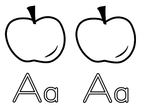 childrens book clipart black and white apple