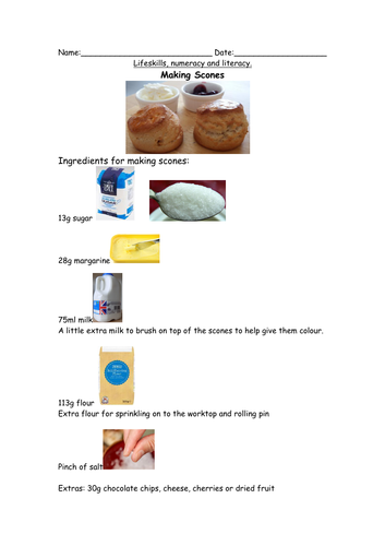 Life skills- scones, biscuits, cakes and croissants for SEN, Early Years, Reception, Primary
