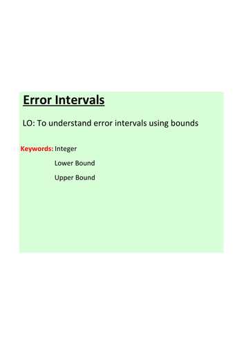 error intervals including worded problems and reasoning