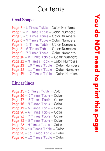 Color Times Tables 1 -12 {Times Tables made fun}