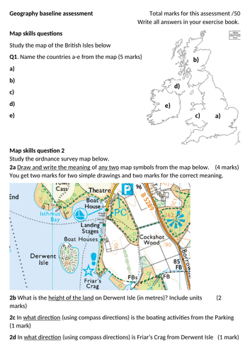 Geography Year 7 baseline assessment