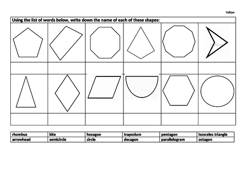 Properties of 2D shapes including problem solving