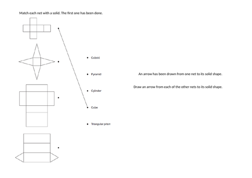 nets and drawing nets - including problem solving