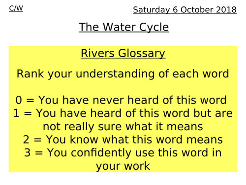 Rivers Lesson 1 - The water cycle