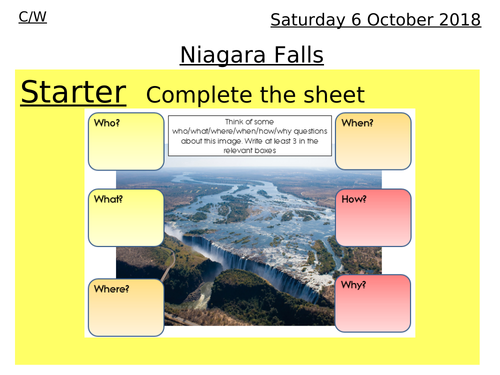 Rivers lesson 5 & 6 - Niagara Falla, waterfall assessment