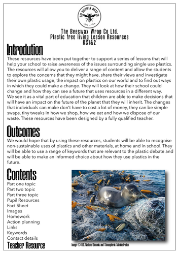 Plastic Free Lesson Plan Resource