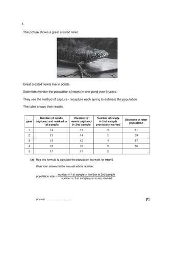 OCR Biology A ( 9-1) B6.1 / B6  Monitoring and maintaining  the environment ) resource bundle