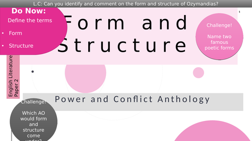 Anthology Form and Structure: Exposure and Ozymandias