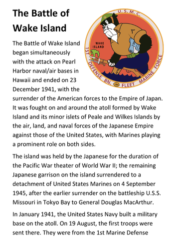 The Battle of Wake Island Handout