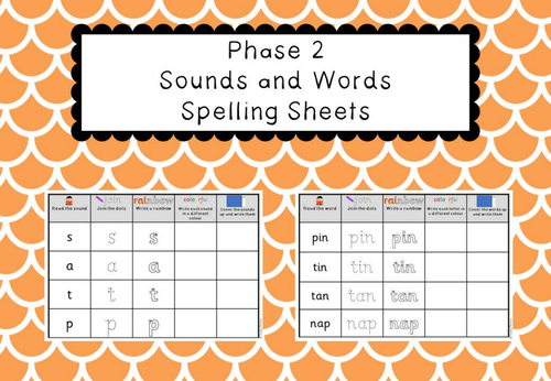 Phonics Phase 2 - Sounds and Words Spelling Sheets