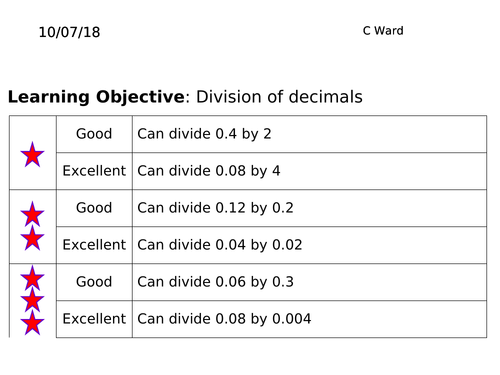 WHOLE LESSON FOUNDATION DECIMAL BY DECIMAL DIVISION
