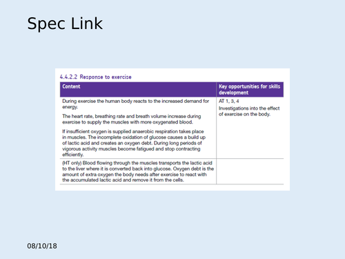 Response to exercise (9-1 GCSE)