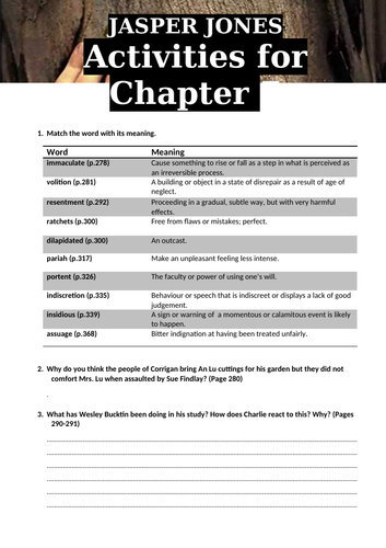 Jasper Jones - Activities for Chapters 7-9