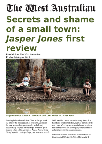 Newspaper article - Secrets and shame of a small town:  Jasper Jones first review