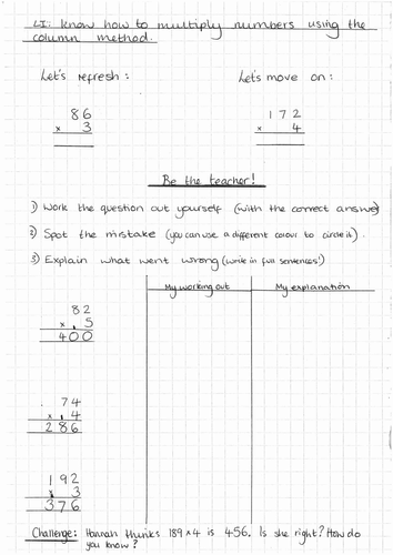 Correct the multiplication mistakes