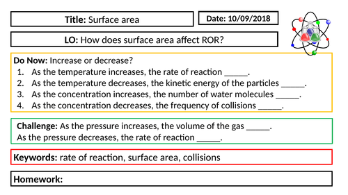 AQA GCSE Chemistry New Specification - C6 Surface area and rate of reaction