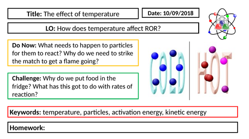 AQA GCSE Chemistry New Specification - C6 The effect of temperature on rate of reaction