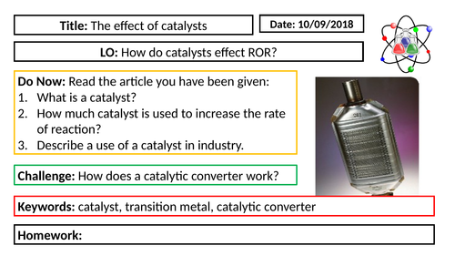 AQA GCSE Chemistry New Specification - C6 The effect of catalysts on rate of reaction
