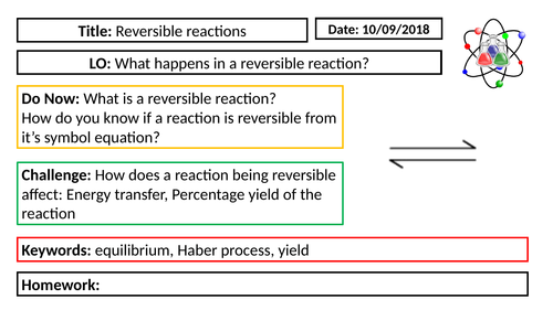 AQA GCSE Chemistry New Specification - C6 Reversible reactions