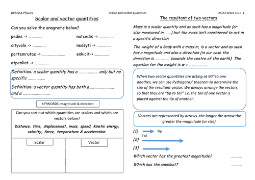 AQA Physics scalar and vector quantities