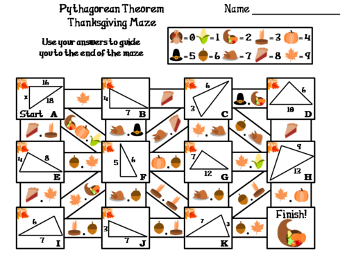Pythagorean Theorem Activity: Thanksgiving Math Maze