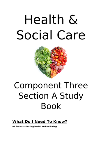 BTEC Tech Award Health and Social Care Component 3 Revision/ Homework Book Level 1/2