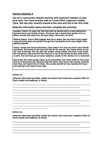 BTEC Tech Award in Health and Social Care Component 3 Section A Practice Questions