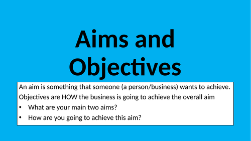 3.1.3 GCSE AQA Business 9-1: Aims and Objectives