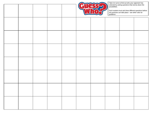 Guess Who Board Game Template - Free Customizable Template