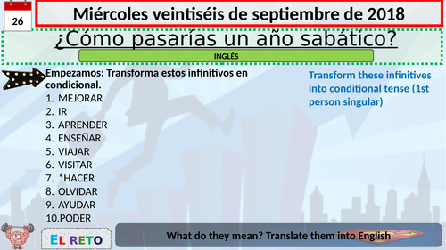 ¿Cómo pasarías un año sabático? and Planes de futuro