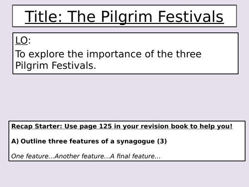Jewish Pilgrim Festivals