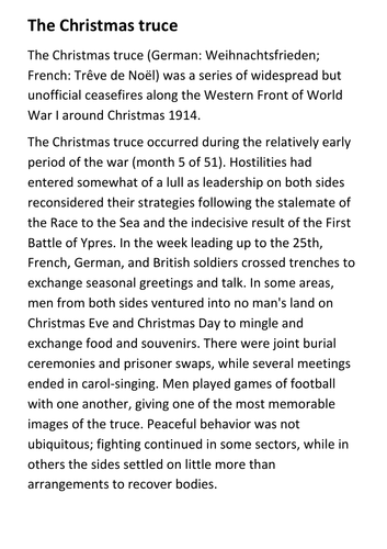 The Christmas truce Handout