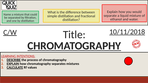 KS4 New GCSE (9-1) - Chromatography (AQA C1 Atomic Structure)