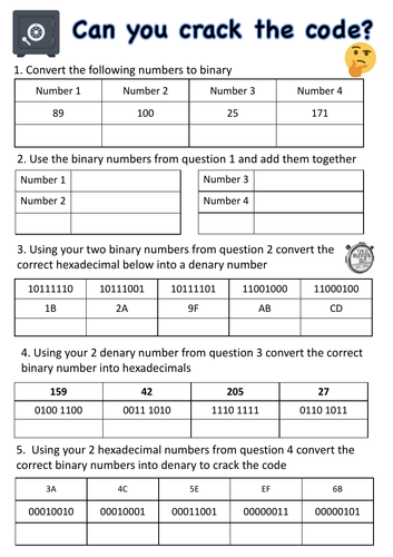 Data Representation - Crack the Code Starter