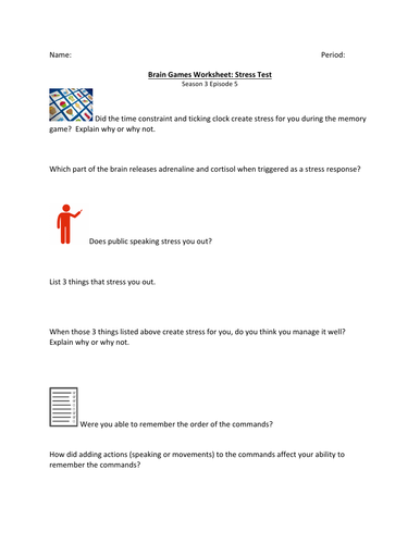 Brain Games Worksheet: Stress Test