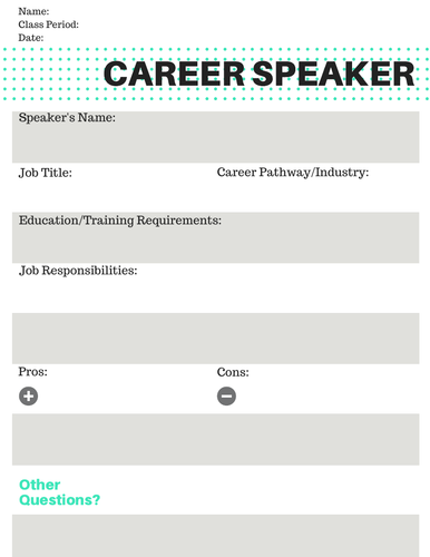 Career Speaker Worksheet