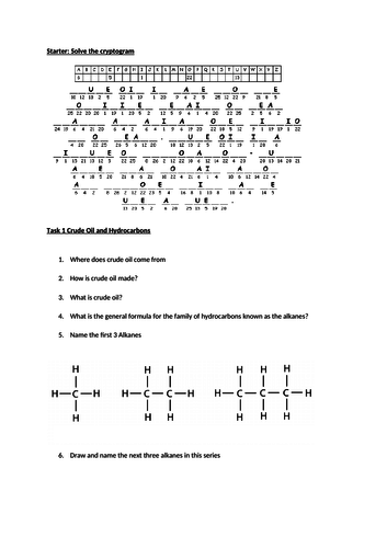 Organic chemistry revision worksheet/booklet | Teaching Resources