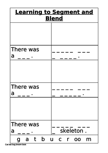 Blending and Segmenting to make words and sentences three worksheets - Year 1