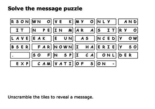 Solve the message puzzle from Solomon Northup