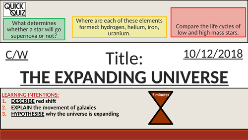 KS4 New GCSE (9-1) - The Expanding Universe + The Big Bang (AQA P16.4-16.5 Space)