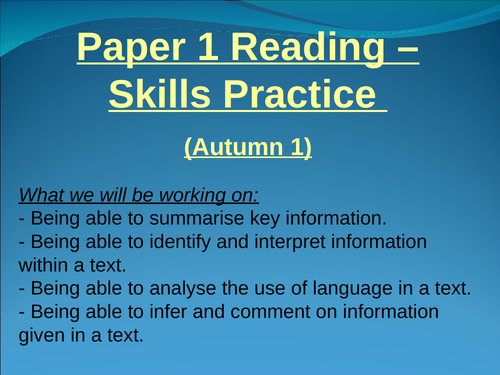Edexcel Paper 1 - Skills Revision
