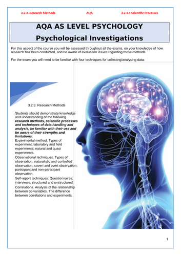 AQA Psychology - Research Methods - Pack 1 - Introduction to Research
