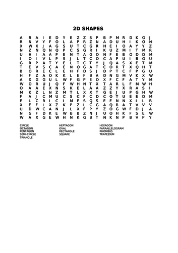 2D SHAPES WORDSEARCH