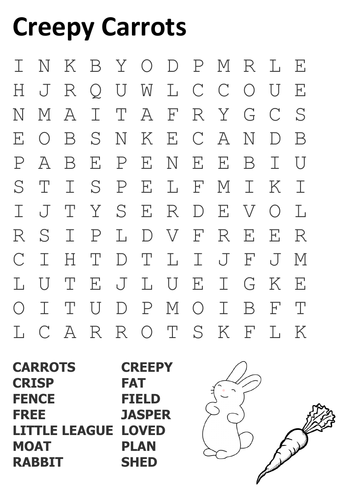 Creepy Carrots Word Search and Coloring Page