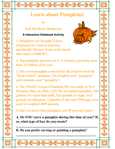 Pumpkin FUN Facts(Interactive Notebook Activity)